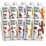 Fuel For Fire - Variety Pack with All 6 Flavors (10 Pack) Including New Mixed Berry! Fruit & Protein Smoothie Squeeze Pouch | Gluten-Free, Soy-Free, Kosher