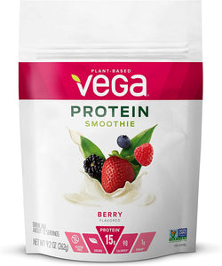Vega Protein Smoothie, Berry, 12 Servings, 9.2 oz Pouch, Plant Based Vegan Protein Powder, Keto-Friendly, Gluten Free, Non Dairy, Vegan, Non Soy, Non GMO