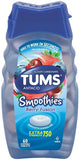 TUMS Smoothies Berry Fusion Extra Strength Antacid Chewable Tablets for Heartburn Relief, 60 Tablets